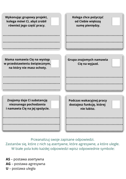 TUS dla nastolatków. Zestaw ćwiczeń wspierających rozwój społeczno