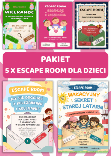 PAKIET 5 x Escape room - Gry zagadkowe dla dzieci w wieku 6-9 lat